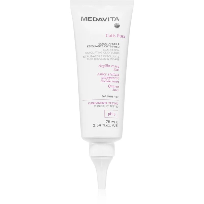 Medavita Cutis Pura Exfoliating Clay-Scrub tisztító peeling arcra és fejbőrre 75 ml