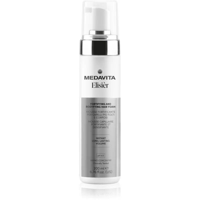 Medavita Elisiér Fortifying & Bodyfying Hair Foam volumennövelő hajhab pro unavené vlasy 200 ml