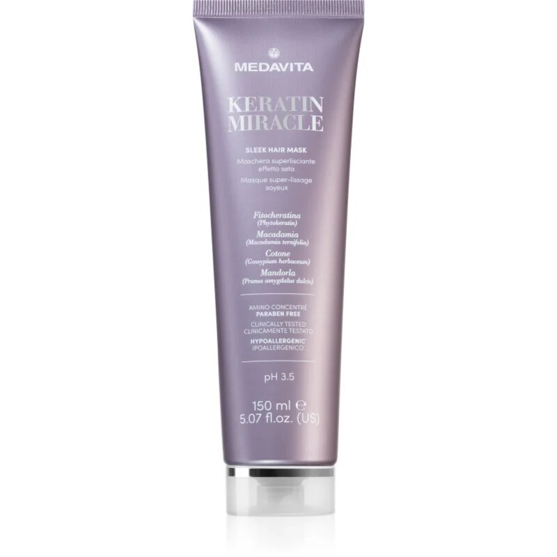 Medavita Keratin Miracle Sleek Hair Mask hidratáló kisimító maszk 150 ml