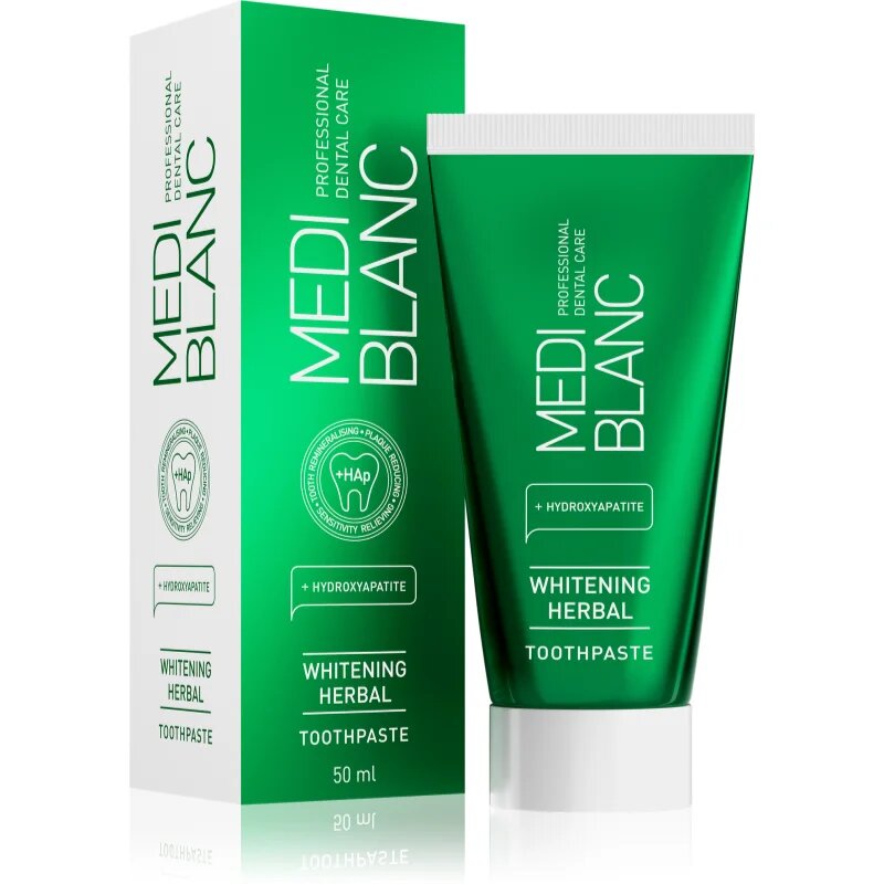 MEDIBLANC Whitening Herbal fogkrém gyógynövényekkel fehérítő hatással 50 ml