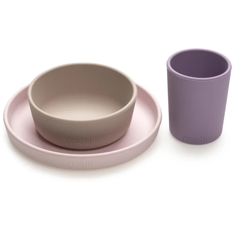 Melii Feeding Set etetőkészlet Pink Purple Grey 3 db
