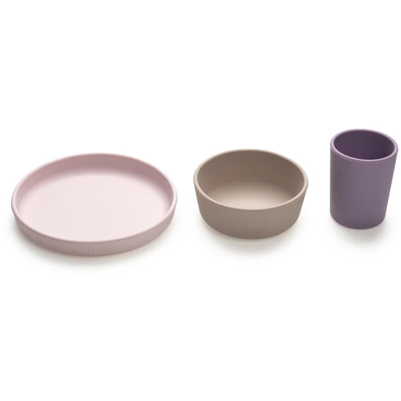 Melii Feeding Set etetőkészlet Pink Purple Grey 3 db