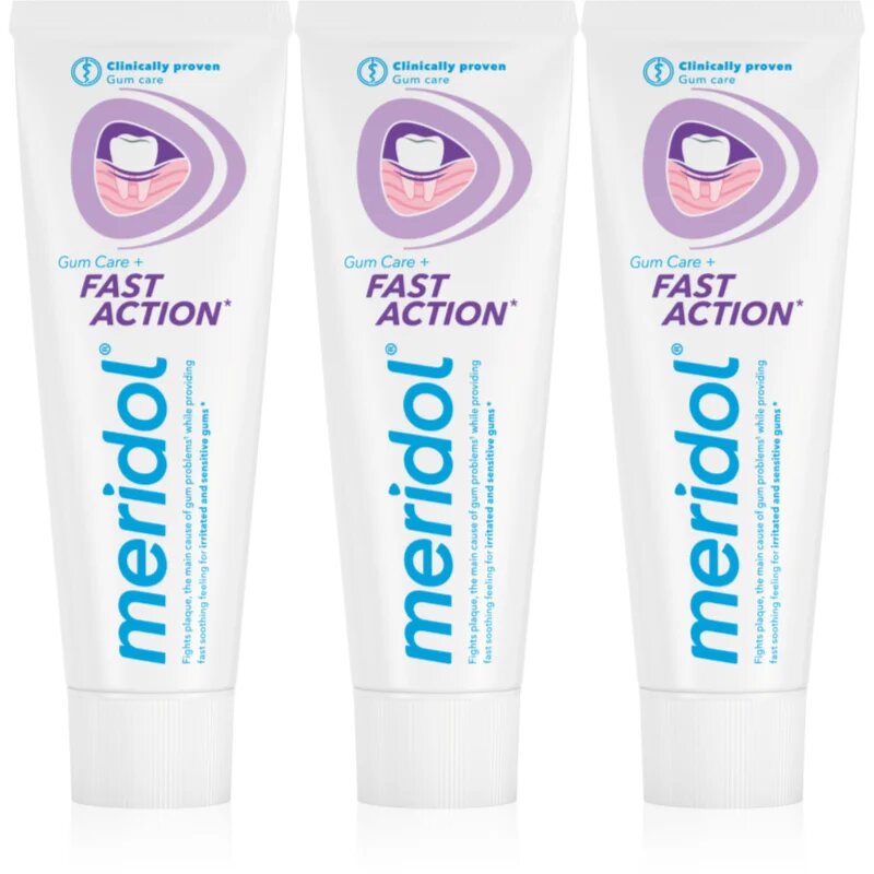 Meridol Fast Action fogkrém a fogíny védelmére érzékeny fogakra 3x75 ml
