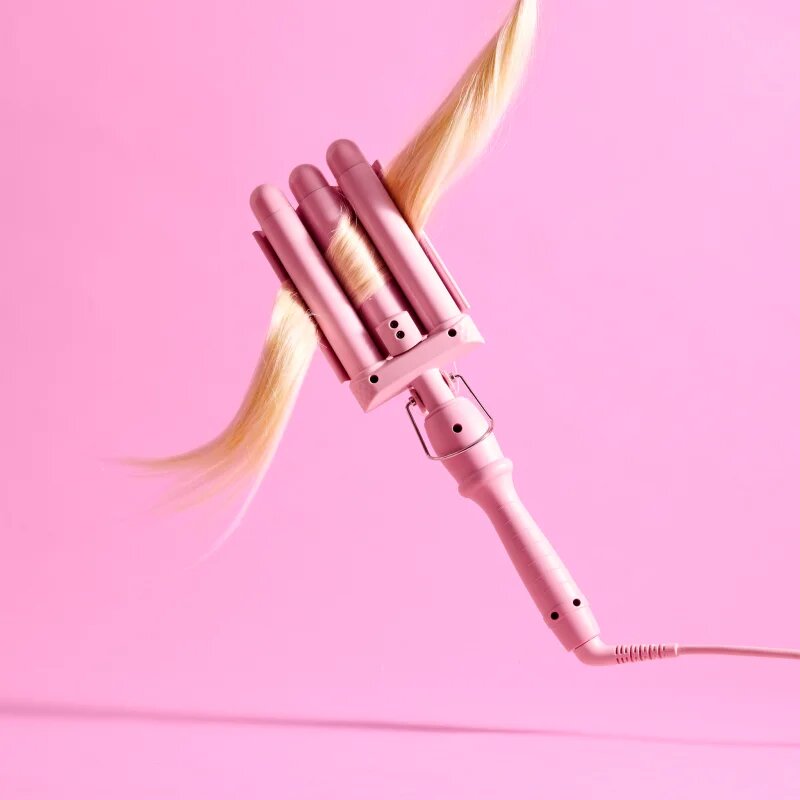 Mermade Mini Waver 25 mm tripla hajsütővas hajra Pink 1 db
