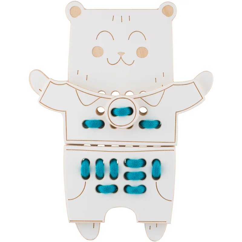 Milin Wooden Lacing Toy Mr. Teddy interaktív játék 22 cm x 17 cm x 07 cm 1 db