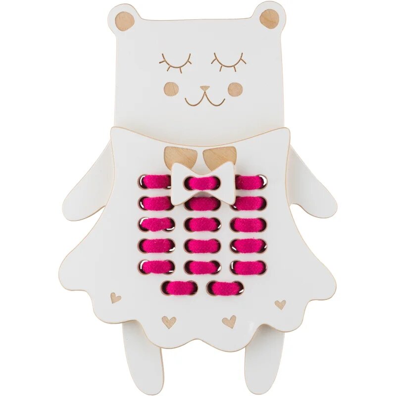 Milin Wooden Lacing Toy Mrs. Teddy interaktív játék 22 cm x 16 cm x 07 cm 1 db