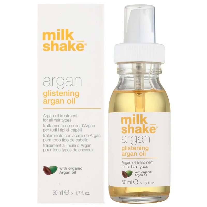 milk_shake® Argan Glistening Oil olajos ápolás argán olajjal minden hajtípusra 50 ml