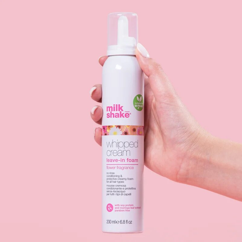 milk_shake® Leave-in Treatments Whipped Cream öblítést nem igénylő hidratáló ápolás festett hajra Flower Fragrance 200 ml