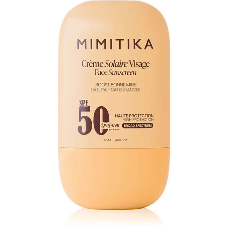 Mimitika Sun Face Sunscreen SPF50 ápoló arckrém barnulás elősegítésére SPF 50 50 ml