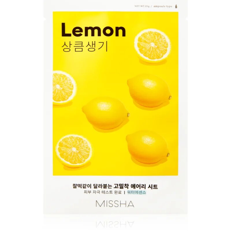 Missha Airy Fit Lemon szövet arcmaszk az arcbőr élénkítésére és vitalitásáért 19 g