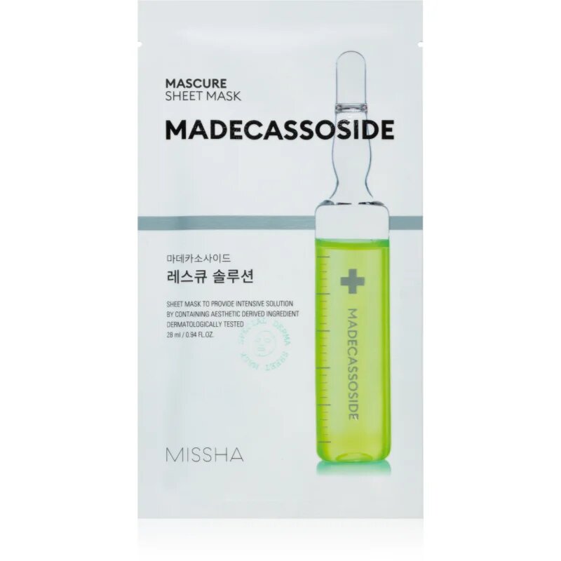 Missha Mascure Madecassoside ápoló arcmaszk érzékeny és irritált bőrre 28 ml
