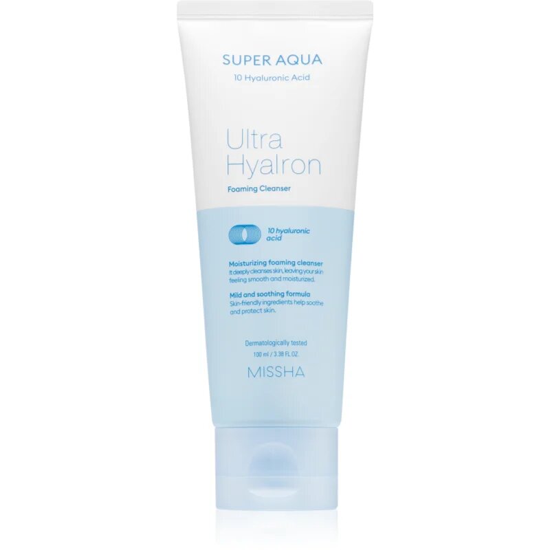 Missha Super Aqua Ultra Hyalron Firming Cleanser lágy tisztító gél a bőr intenzív hidratálásához 100 ml