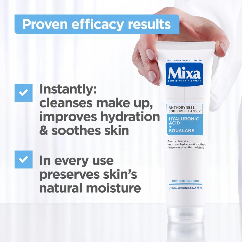 MIXA Anti-Dryness Comfort Cleanser tisztító gél az arcbőrre bőrszárazság ellen 150 ml