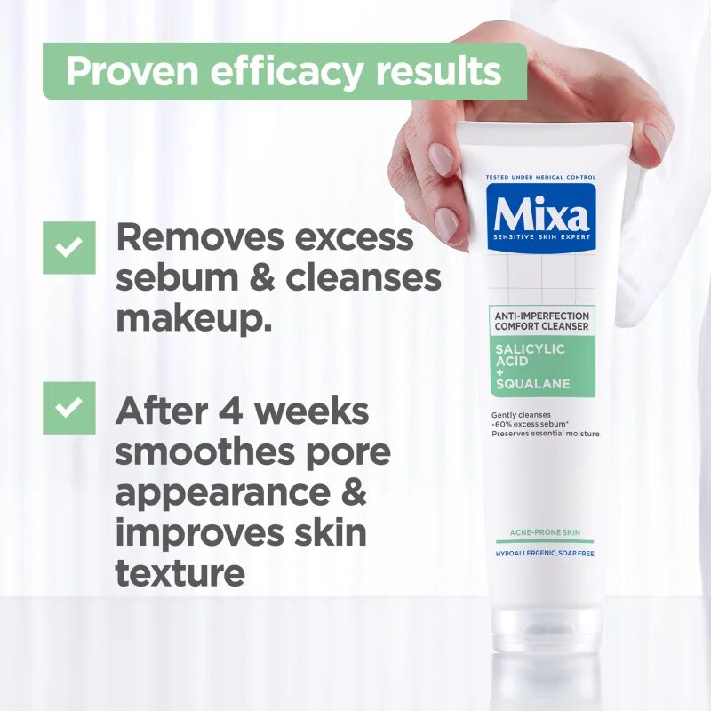 MIXA Anti-Imperfection Comfort Cleanser tisztító gél az arcbőrre a pattanásos bőr hibáira 150 ml