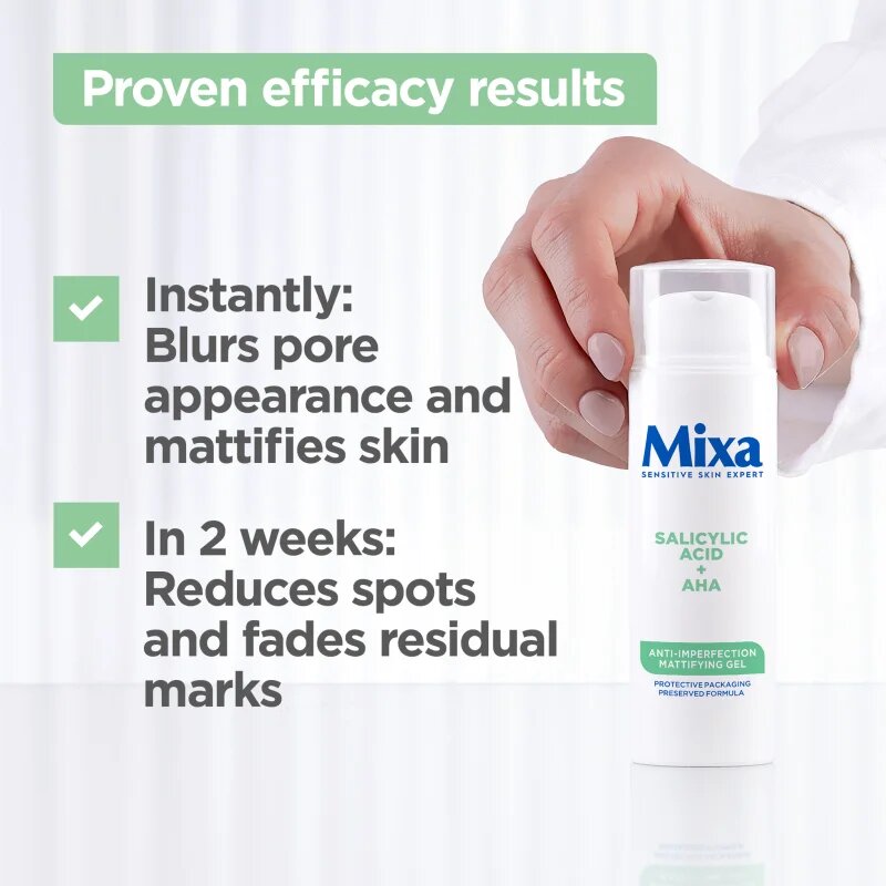MIXA Anti-Imperfection Mattifying Gel mattító géles krém a bőr tökéletlenségei ellen 50 ml