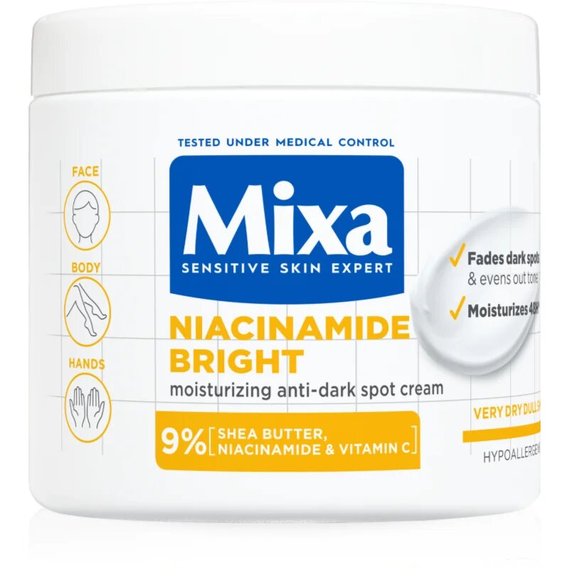 MIXA Niacinamide Bright intenzíven hidratáló krém a sötét foltok ellen 400 ml