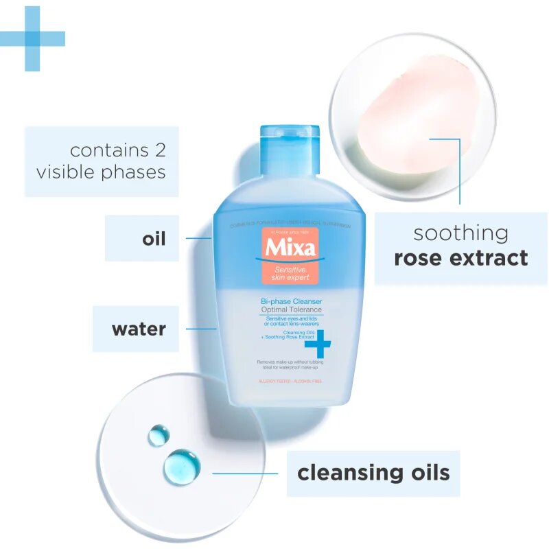 MIXA Optimal Tolerance kétkomponensű sminklemosó szemre 125 ml