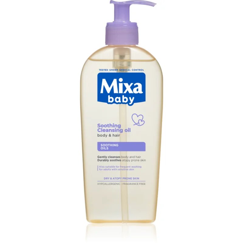 MIXA Panthenol Comfort nyugtató és tisztító olaj hajra és az atópiára hajlamos bőrre 250 ml