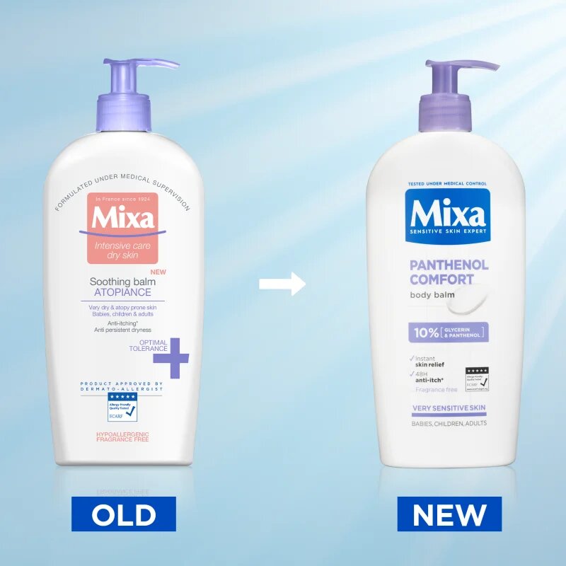 MIXA Panthenol Comfort nyugtató és tisztító olaj hajra és az atópiára hajlamos bőrre 400 ml