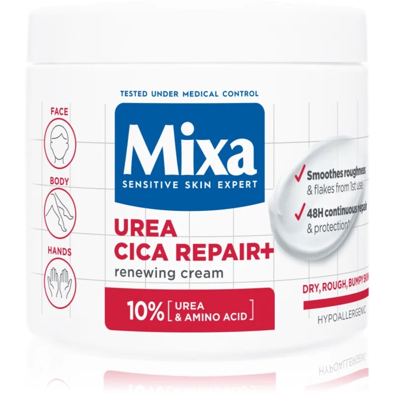 MIXA Urea Cica Repair+ regeneráló testkrém a nagyon száraz bőrre 400 ml