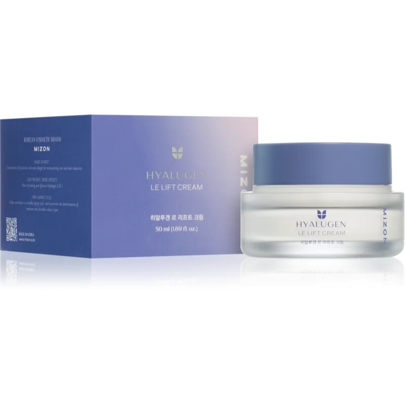 Mizon Hyalugen Le Lift Cream bőrkisimító ránc elleni krém az arcbőr táplálásáért és természetes hidratáltságának megőrzéséért 50 ml