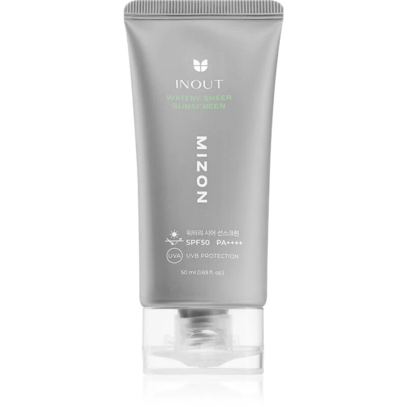 Mizon Inout Watery Sheer Sunscreen gyengéd védő arckrém hidratáló hatással SPF 50+ 50 ml