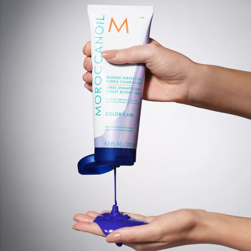 Moroccanoil Color Care Blonde Perfecting Purple Conditioner lila kondicionáló a szőke és melírozott hajra 200 ml