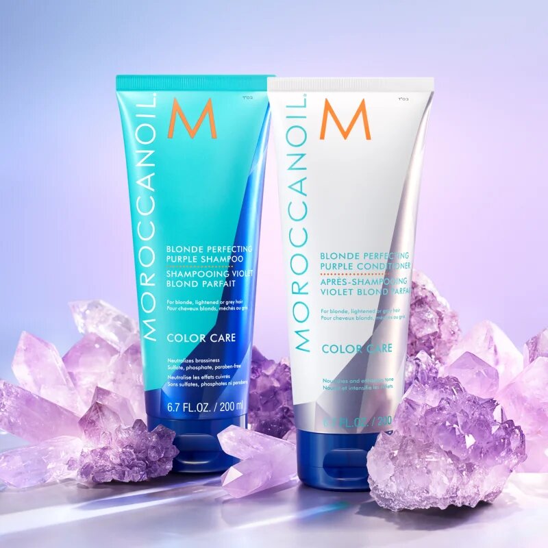 Moroccanoil Color Care Blonde Perfecting Purple Conditioner lila kondicionáló a szőke és melírozott hajra 200 ml