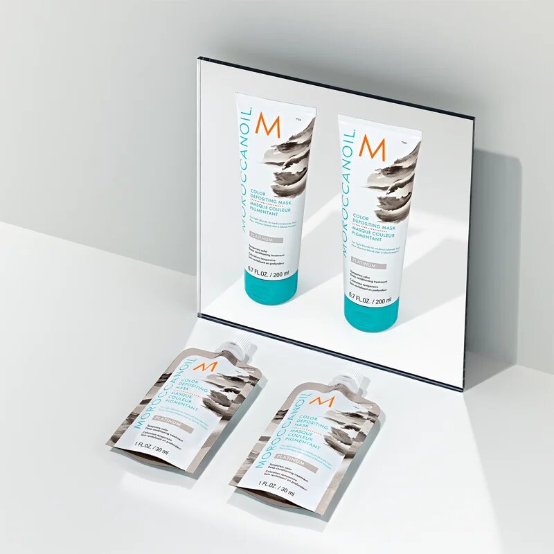 Moroccanoil Color Depositing gyengéd tápláló maszk tartós színes pigmentekkel Platinum 30 ml