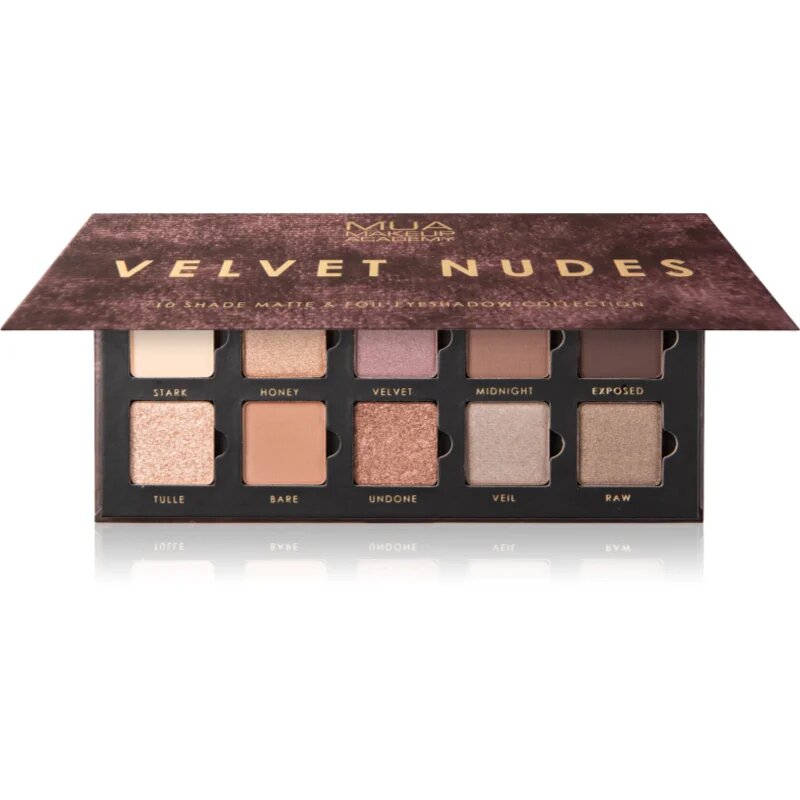 MUA Makeup Academy Eyeshadow Collection 10 Shade Palette szemhéjfesték paletta árnyalat Velvet Nudes 11 g