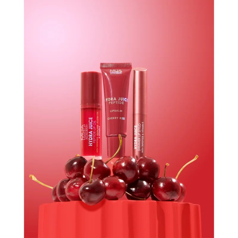 MUA Makeup Academy Hydra Juice Peptide Shimmer Lip Stylo csillogó rúzs tápláló hatással árnyalat Cherry Kiss 1.5 g