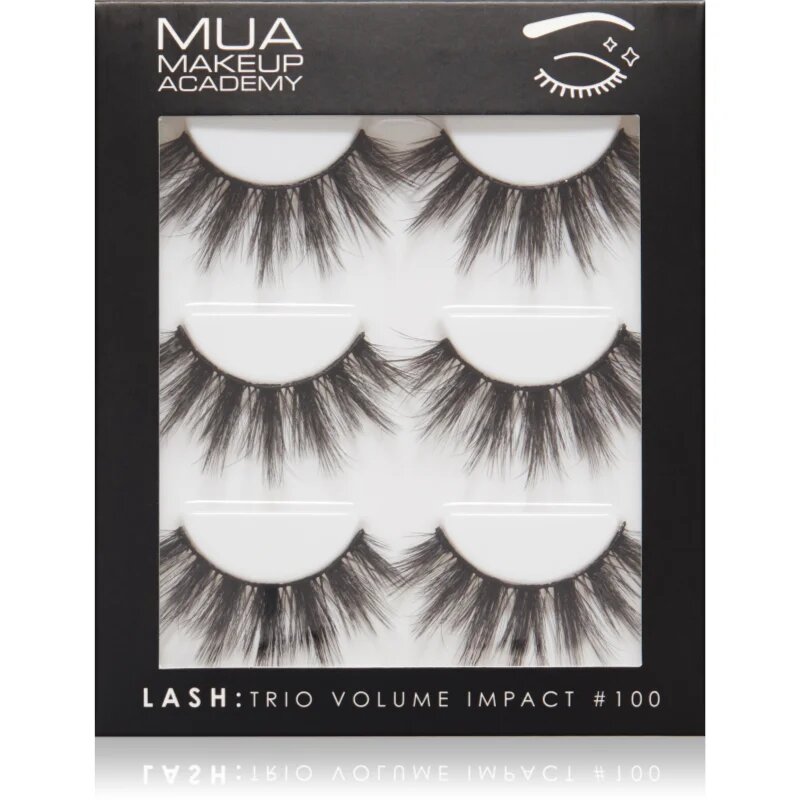 MUA Makeup Academy Lashes Volume Impact műszempillák típus Volume #100 3x2 db