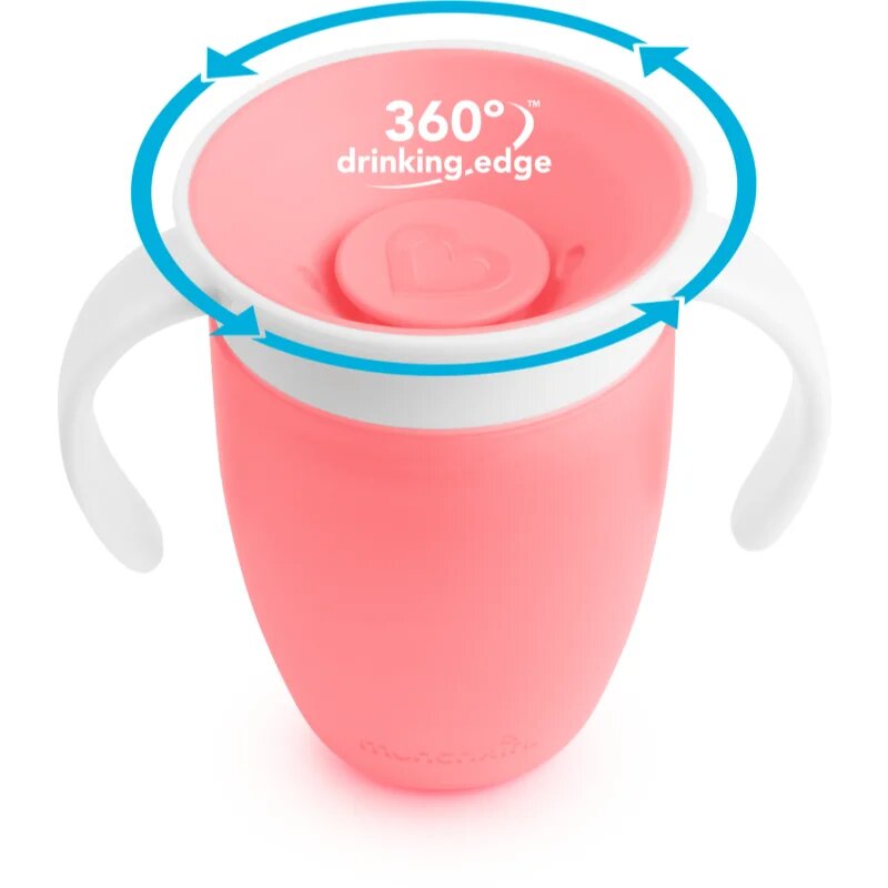 Munchkin Miracle 360° gyakorlóbögre fogantyúval Pink 6 m+ 1 db