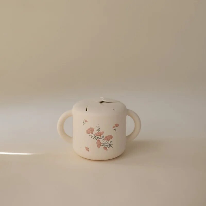 Mushie Baby Snack Cup bögre nassolnivaló Pink Flowers 1 db