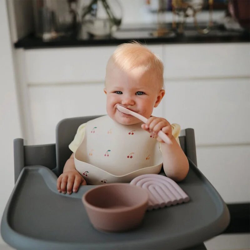 Mushie Silicone Feeding Spoons kiskanál Powder Blue 2 db