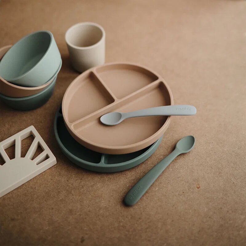 Mushie Silicone Feeding Spoons kiskanál Powder Blue 2 db