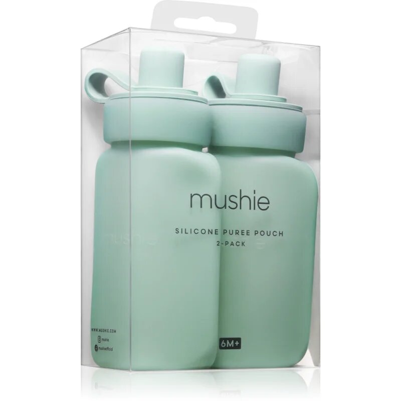 Mushie Silicone Puree Pouch újratölthető szilikon tasakok püréhez Cambridge Blue 2 db