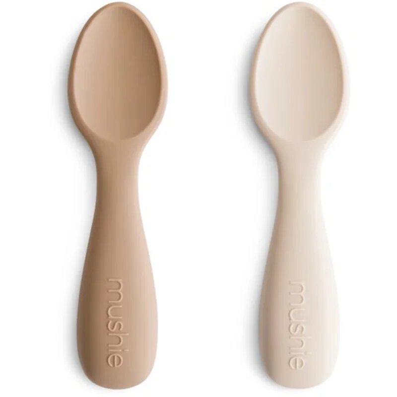 Mushie Toddler Starter Spoons kiskanál Natural/ Shifting Sand 12m+ 2 db