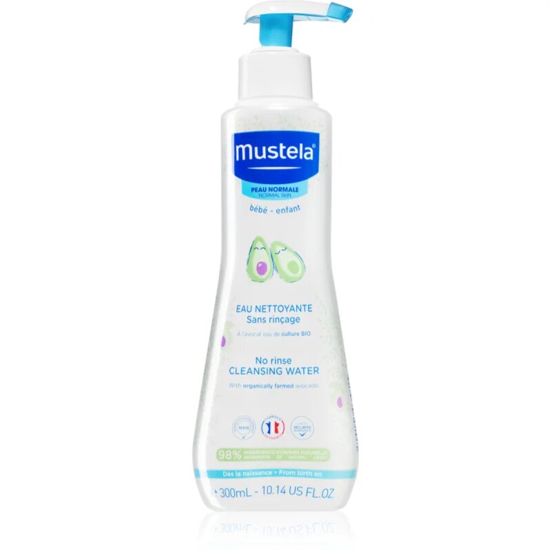 Mustela Bébé No Rinse Cleansing Water tisztító víz gyermekeknek születéstől kezdődően 300 ml
