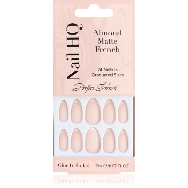 Nail HQ Almond Matte French műköröm ragasztóval 24 db