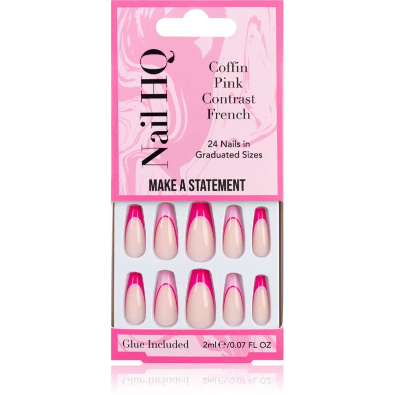 Nail HQ Coffin Pink Contrast French műköröm ragasztóval 24 db