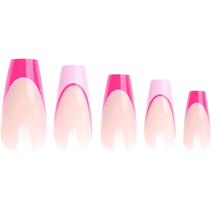 Nail HQ Coffin Pink Contrast French műköröm ragasztóval 24 db
