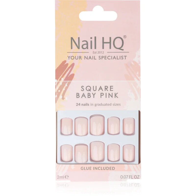 Nail HQ Square műköröm árnyalat Baby Pink 24 db