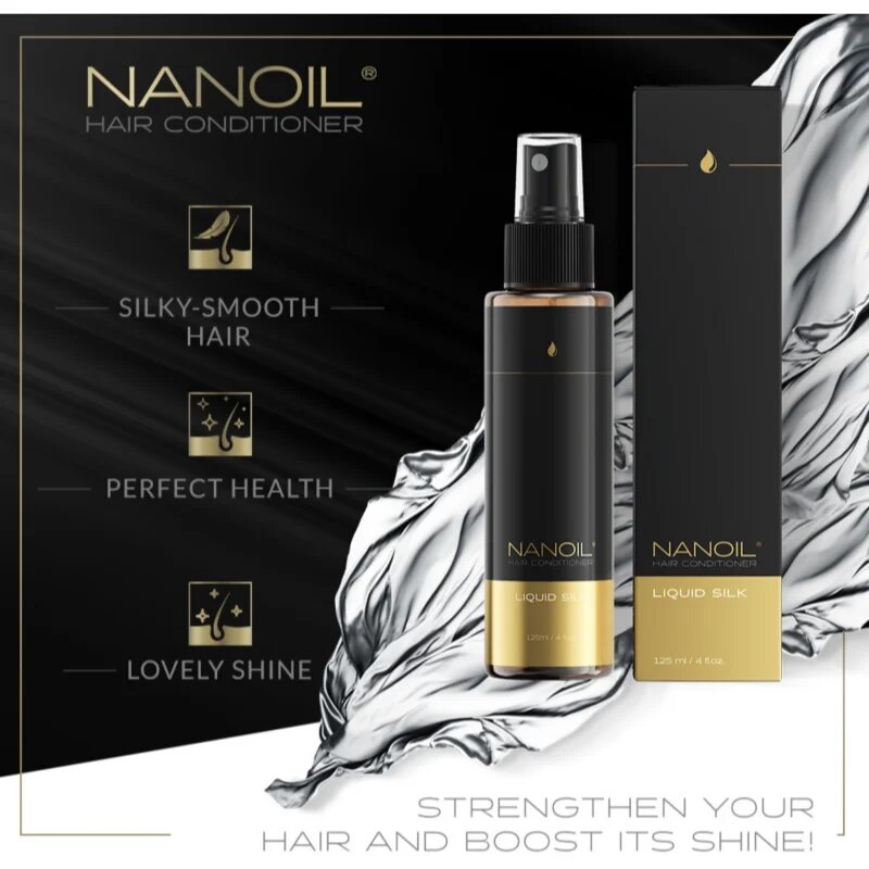 Nanoil Liquid Silk Kisimító öblítést nem igénylő kondícionáló hajra 125 ml