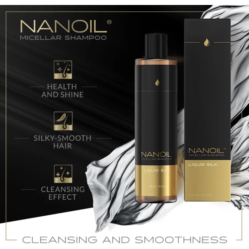 Nanoil Liquid Silk micellás sampon a fénylő és selymes hajért 300 ml