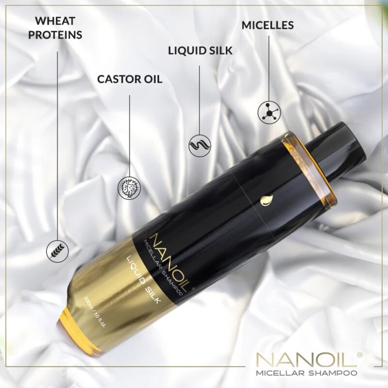 Nanoil Liquid Silk micellás sampon a fénylő és selymes hajért 300 ml