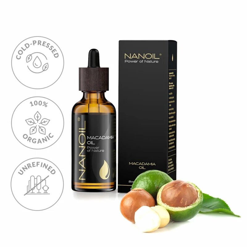 Nanoil Macadamia Oil makadámia olaj arcra testre és hajra 50 ml