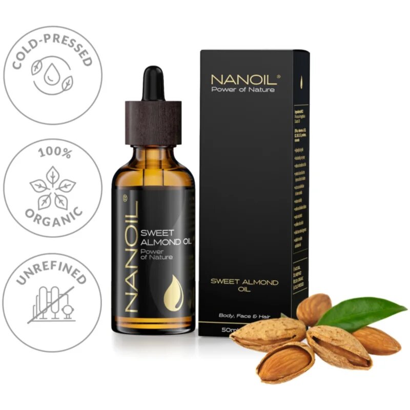 Nanoil Sweet Almond Oil mandulaolaj arcra testre és hajra 50 ml