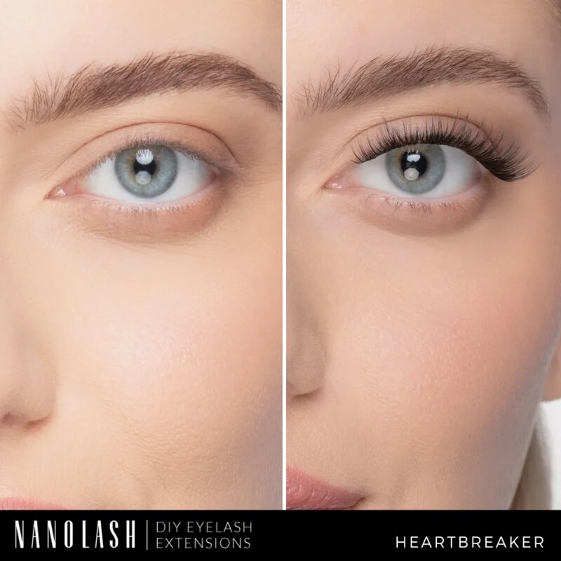 Nanolash DIY Eyelash Extensions Csomómentes elválasztott szempillák Heartbreaker 36 db