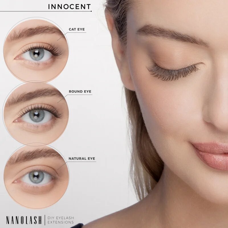 Nanolash DIY Eyelash Extensions Csomómentes elválasztott szempillák Innocent 36 db